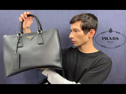 Prada Gray Galleria Saffiano Tote Bag with Silver Hardware