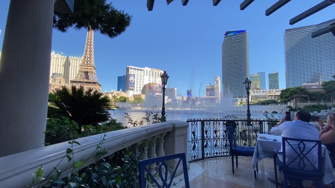 Eiffel Tower Restaurant Best Fountain view Table 56 Las Vegas Vlog