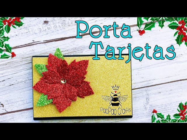 Porta tarjetas con Mini flor Nochebuena | Moldes GRATIS | Mini Poinsettia flower | Foamy Poinsettia