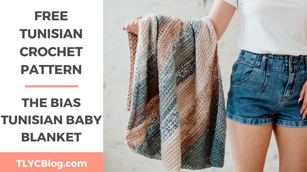 Bias Tunisian Baby Blanket // Tunisian Crochet PDF Pattern — TL Yarn Crafts