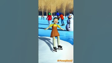 Squid Game Young-hee AI hilariously tries ice skating, but does she know how? #squidgame #comedy