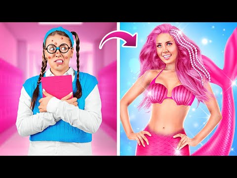 From Nerd to Princess! Mermaid Beauty Makeover Hacks and Gadgets | Back to school by Ha Hack