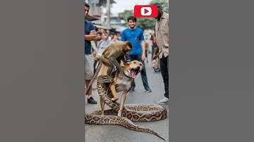 Monkey vs Dog vs Python Biggest Showdown #animals #discovery #wildlife #funnyanimals