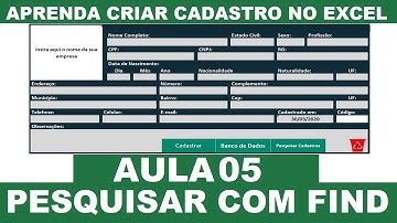 Como Criar Cadastro no Excel sem Formulario #Aula 05