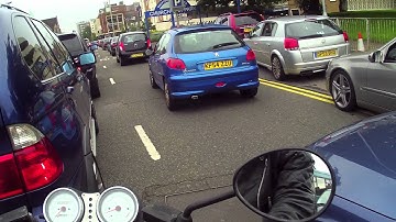 Filtering through traffic on a bike