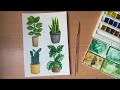 Indoor Plants Watercolor Painting 🎨🌳🌿