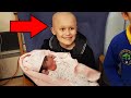 9-Yr-Old with stage 4 cancer meets newborn sister days later parents look over and gasp