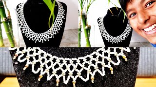 Netted Beading Necklace||Bead Necklace||DIY Jewelry||Simple Bead Jewelry