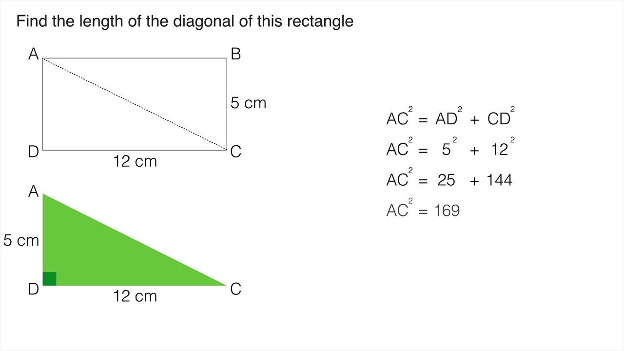 Pythagoras U0026 39  Theorem  Finding The Diagonal Of A Rectangle