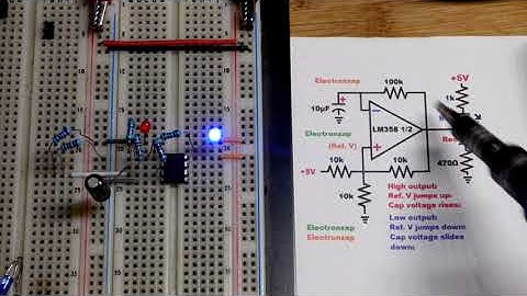 LM358 Op Amp Astable Multivibrator demo circuit alternating LEDs schematic diagram by electronzap