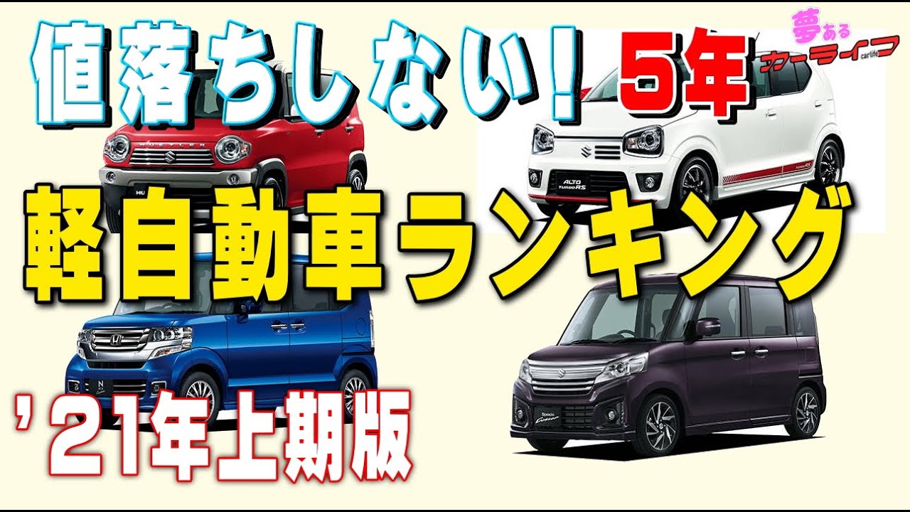 軽自動車 5年落ち5万キロのリセールバリューランキング21年上期版 夢あるカーライフ 夢カー