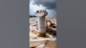 Building a bridge in the middle of a flood 👷‍♂️ #engineering