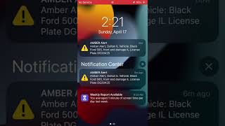 Wireless￼ Emergency Alert Illinois Amber Alert on iPhone 8 (7/11/2022) EAS #136 screenshot 1