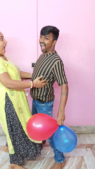 Balloon Pop Challenge GONE WRONG! 😂 (Couple Edition) #couples #funny #balloonchallenge #shorts