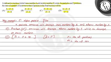 A radioactive nucleus (initial mass number A and atomic number \( Z...
