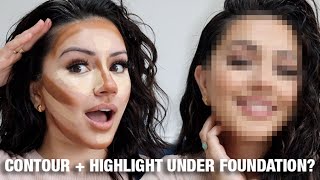 E1 HACK OR HYPED | CONTOUR & HIGHLIGHT UNDER FOUNDATION... FLAWLESS??
