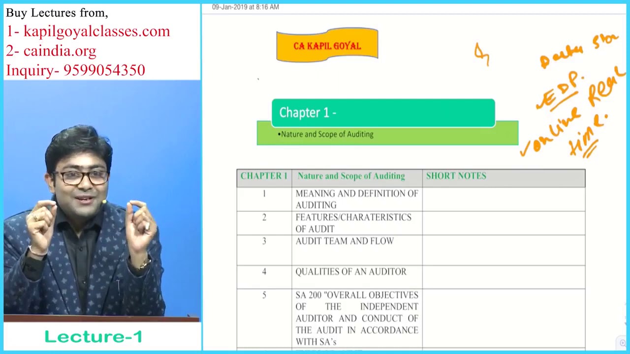 L1 CA IPCC INTER Audit Regular Course By CA Kapil Goyal - YouTube