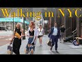 Walking in New York City 4K.  5th Avenue. People, Cars and Street Sounds
