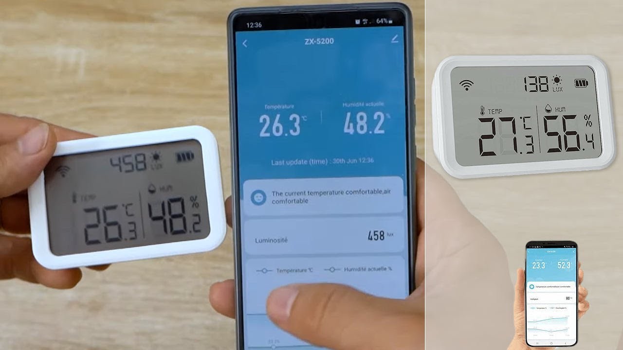 Horloge Xiaomi et capteur intelligent de température et d'humidité avec  moniteur