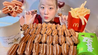 ASMR マック新商品 ひとくちチュロス McDonald's Chocolate Churros【日本語字幕】【咀嚼音/ Mukbang/ Eating Sounds】