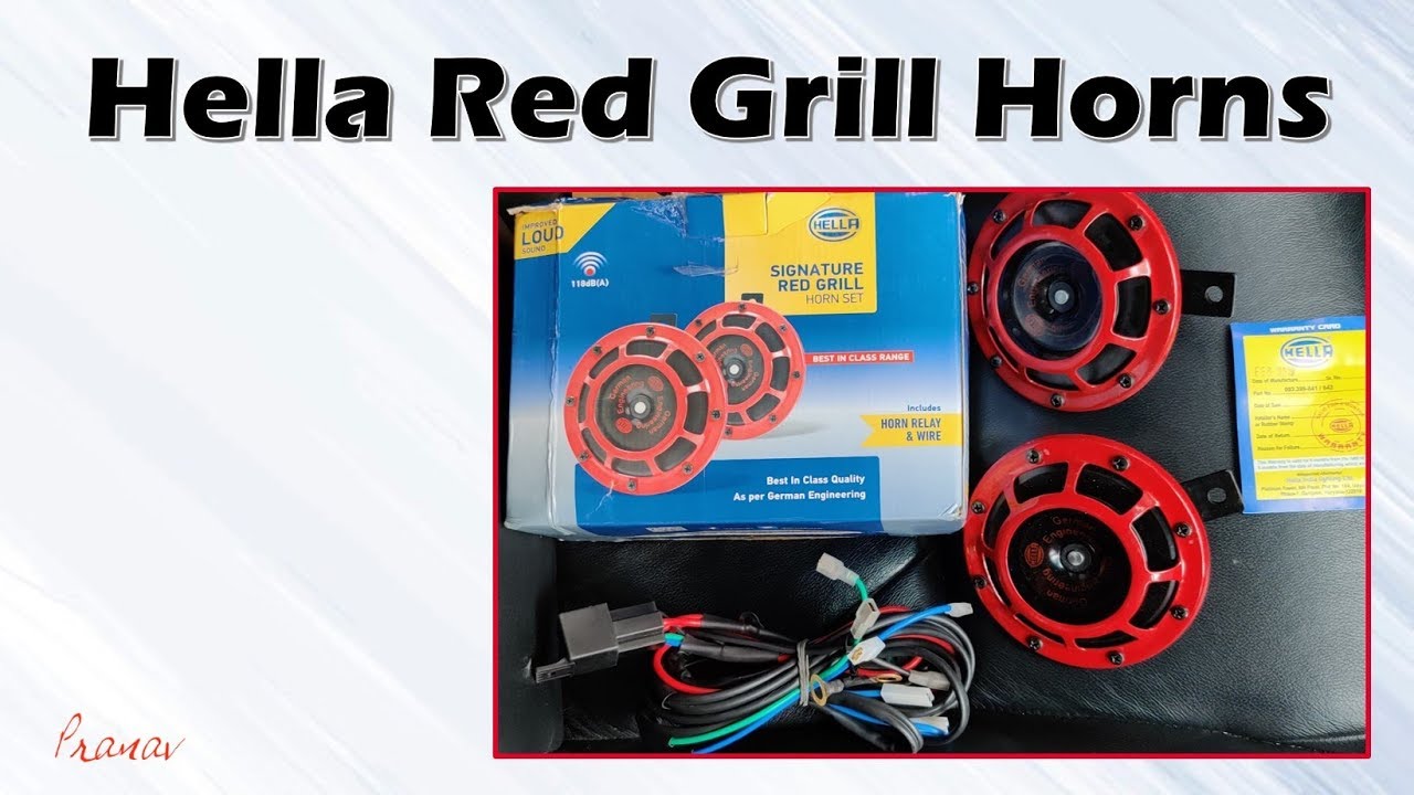 Pair12V Red grill Hella Horn fits LEXUS,MITSUBISHI(Horn sound in  description)