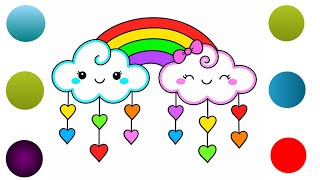 Cute Rainbow Cloud Drawing 🌈☁️ | Easy Drawing for Kids | Step by Step Kawaii Art
