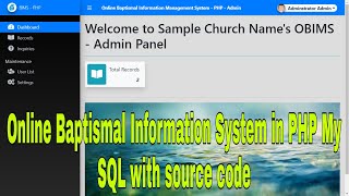 Online Baptismal Information System in PHP My SQL with source code