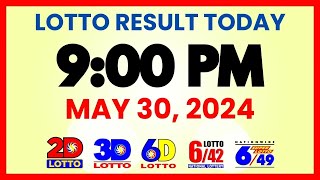 Lotto Result Today 9PM Draw May 30, 2024 | 2D, 3D Swertres, 6D, 6/42, 6/49, PCSO#lotto