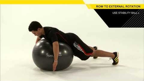 Stability Ball Row to External Rotation