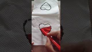 Red heart tissue paper art #trending #fun #satisfying  #painting #viral #shorts