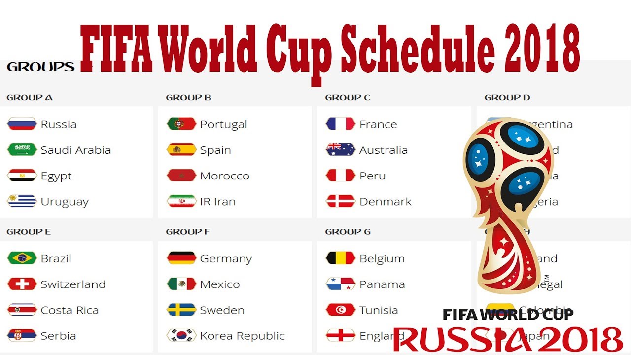 FIFA World Cup Schedule 2018 - Official 2018 Fifa world cup fixture | FIFA World Cup Russia 2018