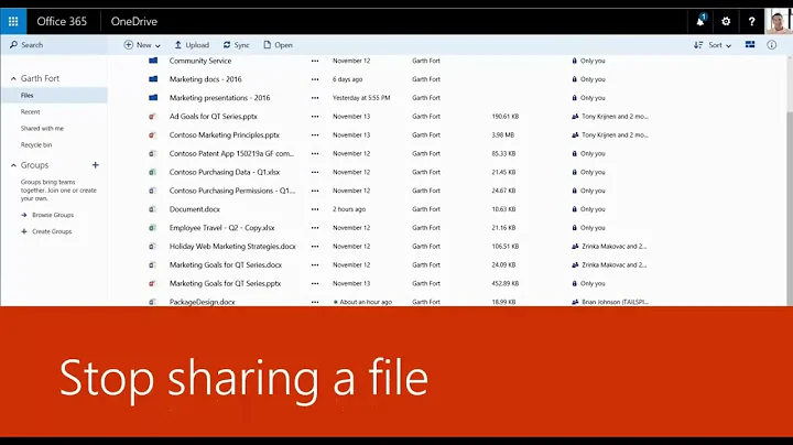 OneDrive - How to Stop sharing a file