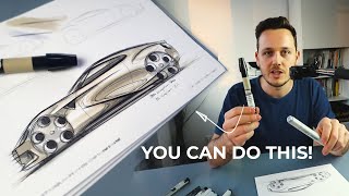 How to use MARKERS for CAR DESIGN SKETCHING!!! Car Designer Explains.