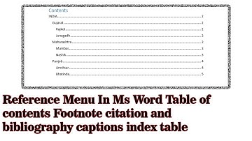 Reference Menu In Ms Word Table of contents Footnote citation and bibliography captions index table