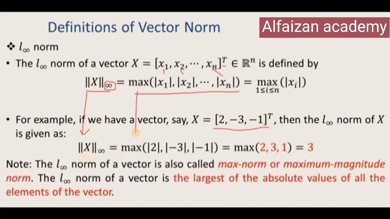 L infinity norm of a vector what is the l infinity norm numerical