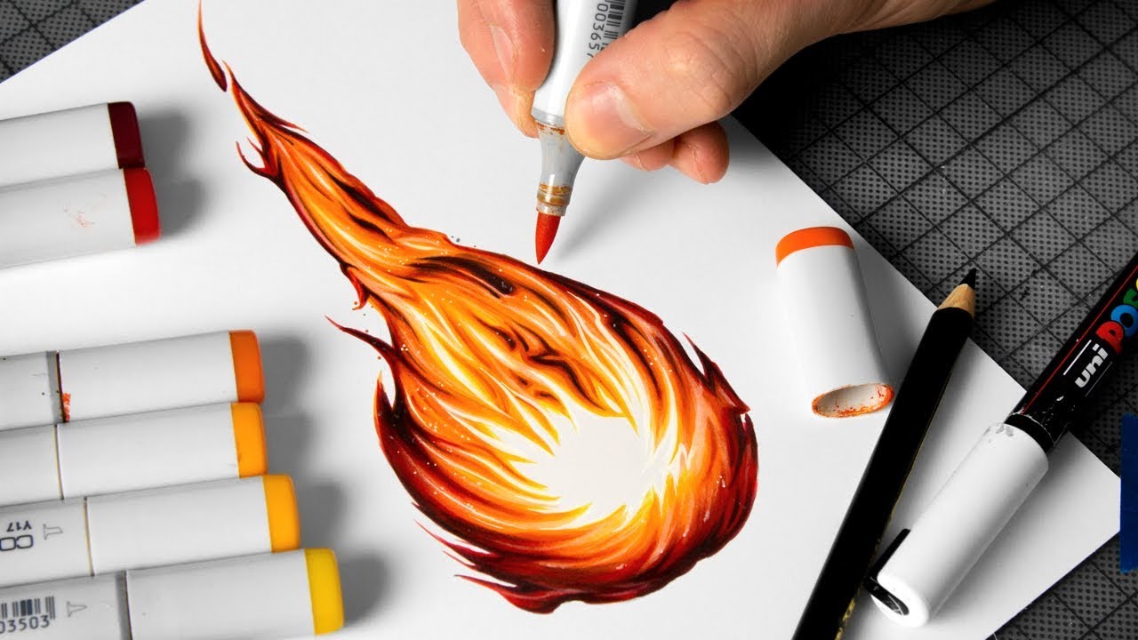 HOW TO DRAW FIRE with Copic Markers 