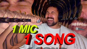 Making a song using a mic and a mouth