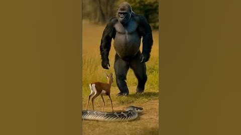 Gorilla Saves Fawn from Giant Python in Epic Wildlife Rescue!  #animalrescue