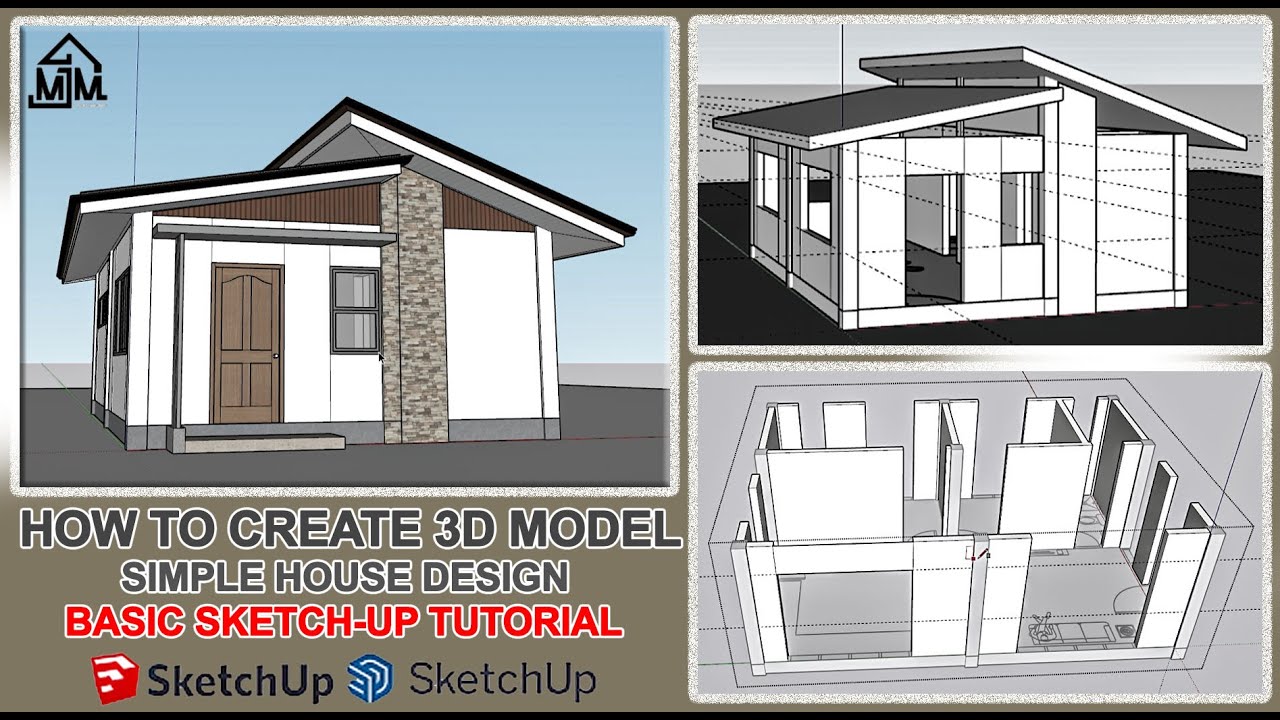 HOW TO CREATE BASIC 3D HOUSE DESIGN IN SKETCHUP / SKETCHUP TUTORIAL