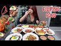 Filipino food mukbang  eating on banana leaf tapsilog bistek adobo longganisa pork belly ube