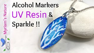 184] UV Resin &amp; ALCOHOL INK Jewelry 💎 Mixed Media &amp; Hand-colored Glitter for a Sparkly Pendant