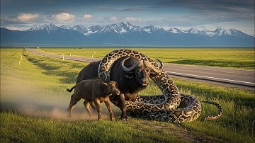 Giant Python Attacks Buffalo & Calf — Dramatic Real-Life Rescue Caught on Camera!”