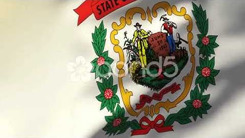 West Virginia Flag Waving In The Wind. Looping Sun Rises Style. Animation Loop