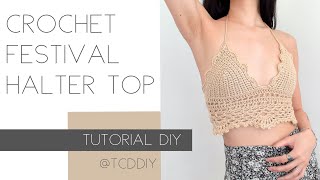 Bow Halter Top Pattern / Festival Top Crochet Pattern / Crochet