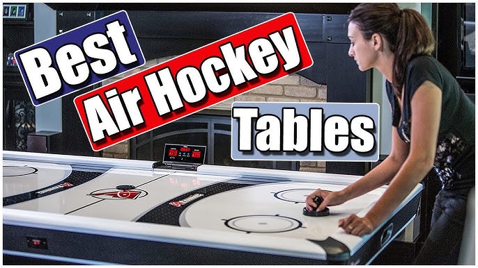 MD Sports Air Hockey Game Table, Overhead Electronic Scorer, Black/Yellow,  54 x 27 x 32