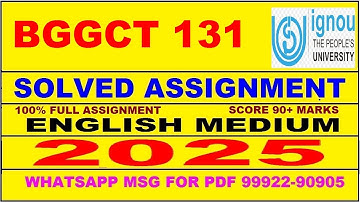 BGGCT 131 solved assignment 2025 | BGGCT 131 solved assignment 2025 in English | ignou BGGCT131 2025