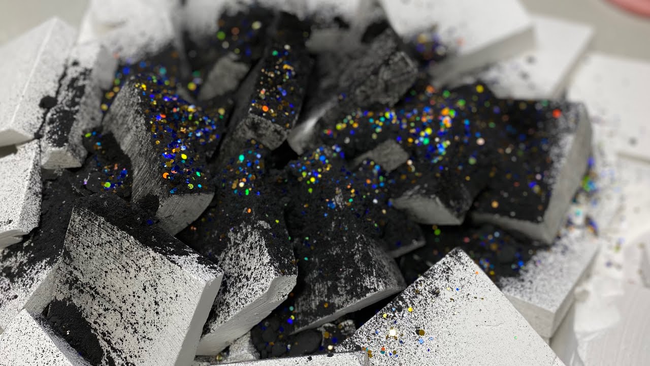 Buttery Soft blocks topped  with charcoal | Oddly Satisfying | Pebbles play