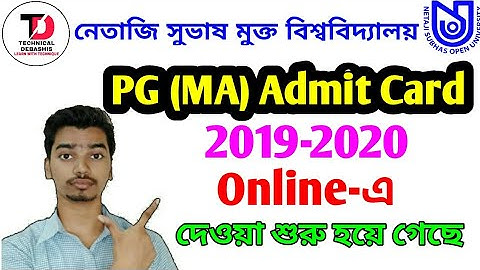 NSOU PG Admit Card Distribution Start 2020 Term End Exam Netaji Subhas Open University