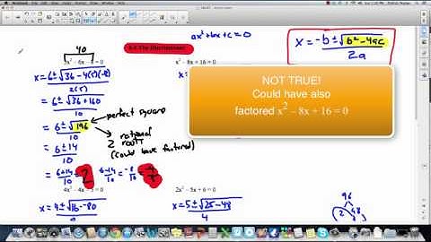 PreCalc 11: 6.4 The Discriminant