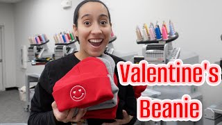 EMBROIDER VALENTINES BEANIE ORDERS WITH ME! How to Embroider a Beanie tutorial